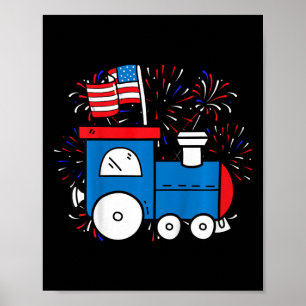 Kids Amerikanische Flagge Zug 4. Juli Niedlich Pat Poster