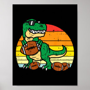 Kids Amerikanischer Fußbll Trex Retro Dinosaurier  Poster