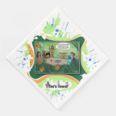 Kids And Cursive | Dry Logic Humor Dinner Napkin Serviette (Ecke)