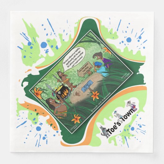 Kids And Cursive | Dry Logic Humor Dinner Napkin Serviette (Vorderseite)