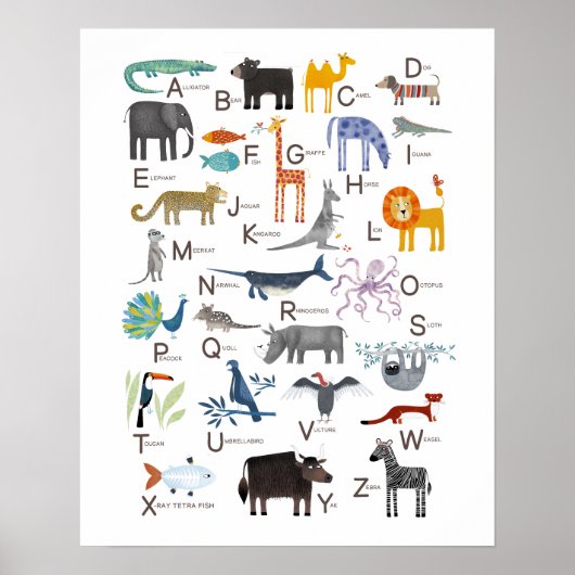Kids Animal ABC Alphabet Art Poster (Vorne)