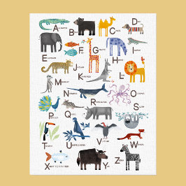 Kids Animal ABC Alphabet Canvas Print Leinwanddruck