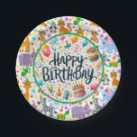 Kids Animal Bash Birthday Paper Teller<br><div class="desc">Ein farbenfroher,  zum Geburtstag passender Kids-Papier-Party,  der für Tiere Niedlichen Cartoon entworfen wurde</div>