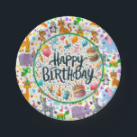 Kids Animal Bash Birthday Paper Teller<br><div class="desc">Ein farbenfroher,  zum Geburtstag passender Kids-Papier-Party,  der für Tiere Niedlichen Cartoon entworfen wurde</div>