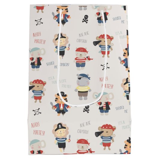 Kids Animal Crew Party Pirate Mittlere Geschenktas Mittlere Geschenktüte (Rückseite)