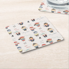 Kids Animal Crew Party Pirate Square Paper Unterse Rechteckiger Pappuntersetzer