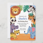 Kids Animal Jungle Birthday Party Einladung (Vorderseite)
