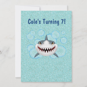Kids Aqua Glitzer Hai Party Einladungen
