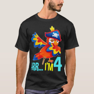 Kids Arr im 4 Dabbing Parrot Pirate Theme Four 4th T-Shirt