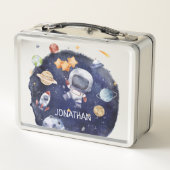 Kids Astronaut Galaxy Personalisierter Name Metall Brotdose (Rückseite)