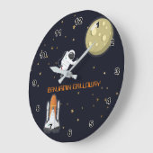 Kids Astronaut Moon Rocket Solar System Spaß Große Wanduhr (Winkel)