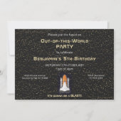 Kids Astronaut Solar System Monogram 5th Birthday Einladung (Rückseite)