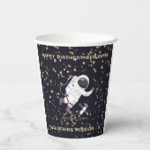 Kids Astronaut Solar System Monogram Glitzern Star Pappbecher (Rückseite)