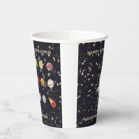Kids Astronaut Solar System Monogram Glitzern Star Pappbecher (Links)
