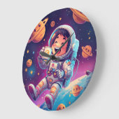 Kids Astronaut Wall Clock – Space Adventure Time Große Wanduhr (Winkel)