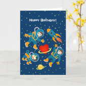 Kids Astronauten Raumfahrt Liebe Karte (Gelbe Blume)