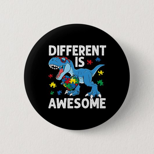 Kid's Autismus anders ist Phantastisch Dinosaurier Button (Vorderseite)