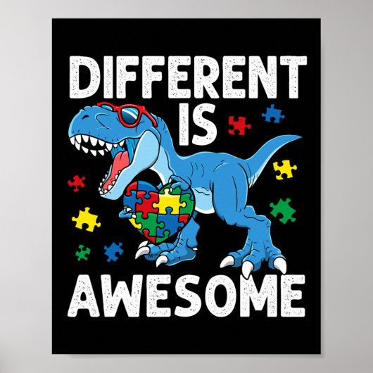 Kid's Autismus anders ist Phantastisch Dinosaurier Poster (Vorne)