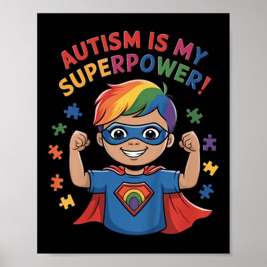 Kids Autismus ist mein Super-Power Superhero Autis Poster (Vorne)