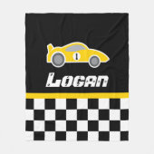 Kids Auto gelb Schachtel Fahnamendecke Fleecedecke (Vorderseite)