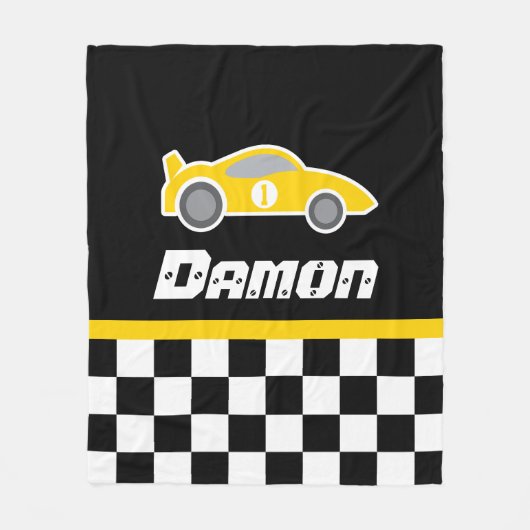 Kids Auto gelb Schachtel Fahnamendecke Fleecedecke (Vorderseite)