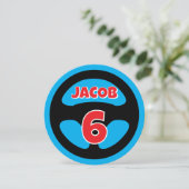 Kid's auto racing theme Birthday party invitations Einladung (Stehend Vorderseite)