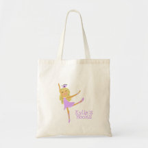 Kids Ballerina Purple Pink Library Book Tote Bag