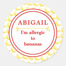 Kids Banana Allergy Alert Klassischer Round Sticke