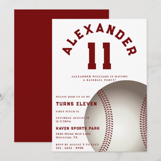 Kids Baseball Geburtstagsparty Einladung (Vorne/Hinten)
