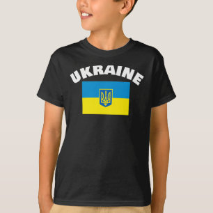 Kids' Basic T - Shirt Ukraine mit Fahne.