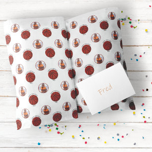 Kids Basketball Frohe Geburtstag Name & Foto Sport Geschenkpapier