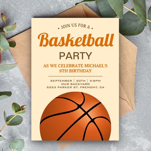 Kids Basketball Geburtstagsparty Einladung