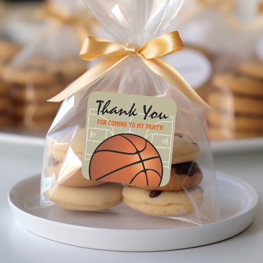 Kids Basketball Geburtstagsparty Quadratischer Aufkleber
