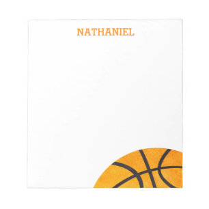 Kids Basketball Sport Personalisiert Orange Cool Notizblock