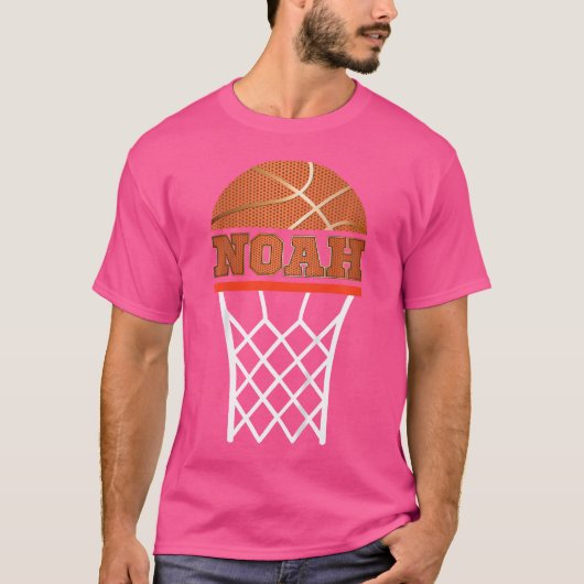 Kids Basketball T Shirt Boy Individuelle Name Noah (Vorderseite)