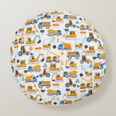 Kids Bau Dump Trucks Fahrzeug Personalisiert Rundes Kissen (Rückseite)
