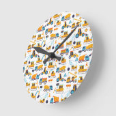 Kids Bau Dump Trucks Fahrzeugmuster Runde Wanduhr (Winkel)