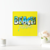 Kids Beach bitte! Quadratische Wanduhr (Zuhause)
