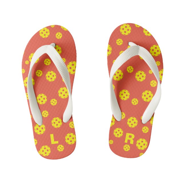 Kid's Beach Flip Flops mit niedlichem Pickleball-D Kinderbadesandalen (Fußbett)