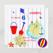 Kids Beach Party Einladung (Vorne/Hinten)