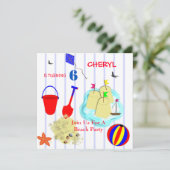 Kids Beach Party Einladung (Stehend Vorderseite)