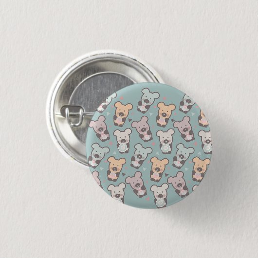 Kids Bears and Donuts Pattern Button (Vorne & Hinten)