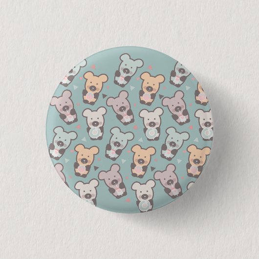 Kids Bears and Donuts Pattern Button (Vorderseite)