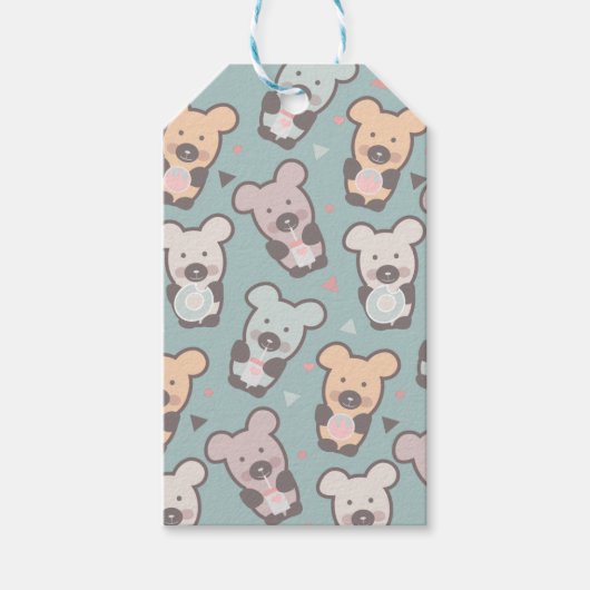 Kids Bears and Donuts Pattern Geschenkanhänger (Vorderseite)