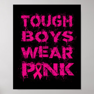 Kids bei starken Jungen tragen rosa Brustkrebs Poster