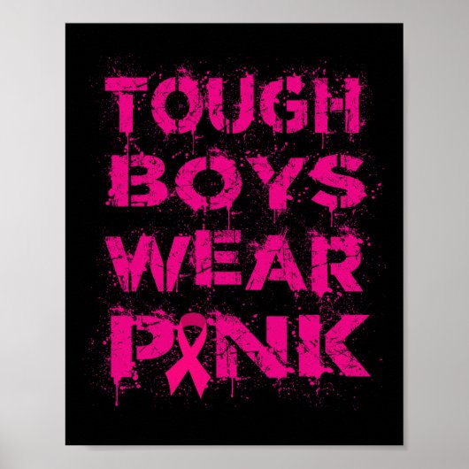 Kids bei starken Jungen tragen rosa Brustkrebs Poster (Vorne)