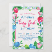 Kids Berry First Birthday Einladung Strawberry (Vorderseite)