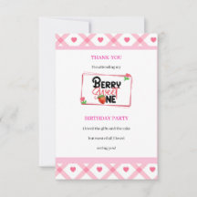 Kids Berry Sweet One Party Dankeschön Card