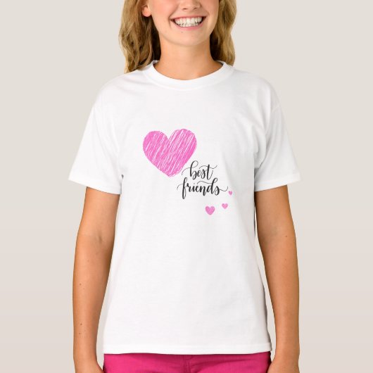 Kids Best Friends Pink Heart T-Shirt (Vorderseite)