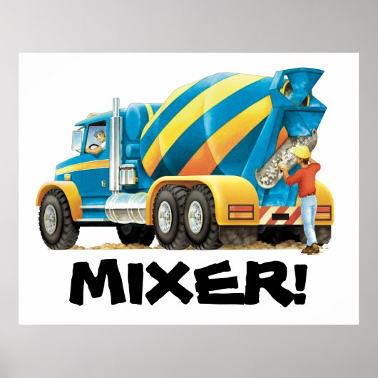 Kids Big Concrete Mixer Construction Truck Poster (Vorne)